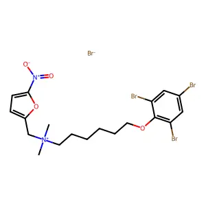 Ammonium, dimethyl(5-nitro-2-furfuryl)(6-(2,4,6-tribromophenoxy)hexyl)-, bromide structure