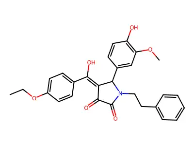 4-(4-ethoxybenzoyl)-3-hydroxy-5-(4-hydroxy-3-methoxyphenyl)-1-(2-phenylethyl)-1,5-dihydro-2H-pyrrol-2-one structure