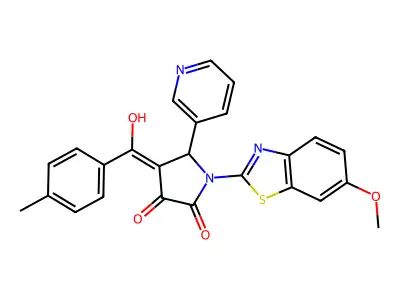 3-hydroxy-1-(6-methoxy-1,3-benzothiazol-2-yl)-4-(4-methylbenzoyl)-5-(pyridin-3-yl)-2,5-dihydro-1H-pyrrol-2-one structure