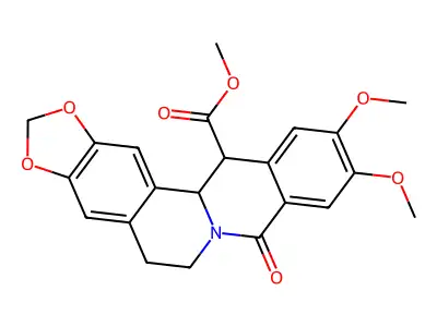 Methyl 10,11-dimethoxy-8-oxo-5,8,13,13a-tetrahydro-2H,6H-[1,3]dioxolo[4,5-g]isoquinolino[3,2-a]isoquinoline-13-carboxylate structure