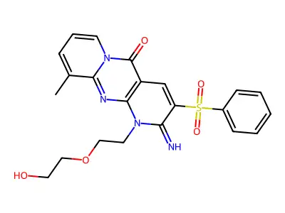 1-(2-(2-Hydroxyethoxy)ethyl)-2-imino-10-methyl-3-(phenylsulfonyl)-1H-dipyrido[1,2-a:2',3'-d]pyrimidin-5(2H)-one structure