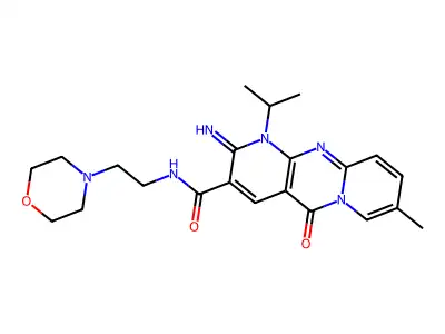 2-imino-1-isopropyl-8-methyl-N-(2-morpholin-4-ylethyl)-5-oxo-1,5-dihydro-2H-dipyrido[1,2-a:2',3'-d]pyrimidine-3-carboxamide structure