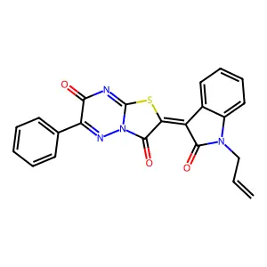 2-(1-Allyl-2-oxoindolin-3-ylidene)-6-phenyl-2H-thiazolo[3,2-b][1,2,4]triazine-3,7-dione structure