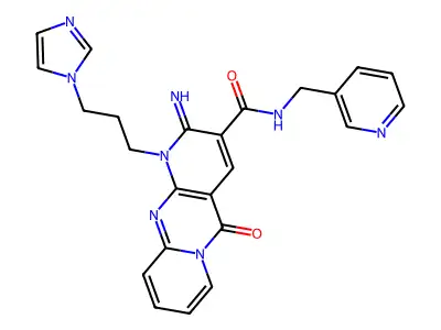 7-[3-(1H-imidazol-1-yl)propyl]-6-imino-2-oxo-N-[(pyridin-3-yl)methyl]-1,7,9-triazatricyclo[8.4.0.0^{3,8}]tetradeca-3(8),4,9,11,13-pentaene-5-carboxamide structure