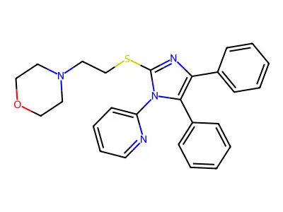 Morpholine, 4-(2-((4,5-diphenyl-1-(2-pyridinyl)-1H-imidazol-2-yl)thio)ethyl)- structure