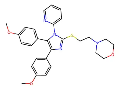 Morpholine, 4-(2-((4,5-bis(4-methoxyphenyl)-1-(2-pyridinyl)-1H-imidazol-2-yl)thio)ethyl)- structure