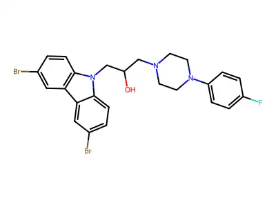 1-(3,6-Dibromocarbazol-9-yl)-3-[4-(4-fluorophenyl)piperazin-1-yl]propan-2-ol structure