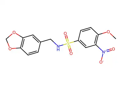 N-(1,3-benzodioxol-5-ylmethyl)-4-methoxy-3-nitrobenzenesulfonamide structure