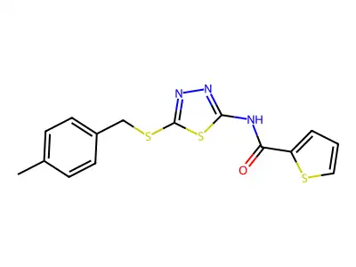 N-{5-[(4-methylbenzyl)sulfanyl]-1,3,4-thiadiazol-2-yl}thiophene-2-carboxamide structure