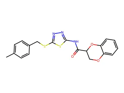 N-{5-[(4-methylbenzyl)sulfanyl]-1,3,4-thiadiazol-2-yl}-2,3-dihydro-1,4-benzodioxine-2-carboxamide structure