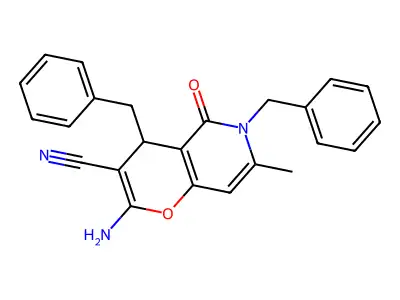 2-amino-4,6-dibenzyl-7-methyl-5-oxo-5,6-dihydro-4H-pyrano[3,2-c]pyridine-3-carbonitrile structure