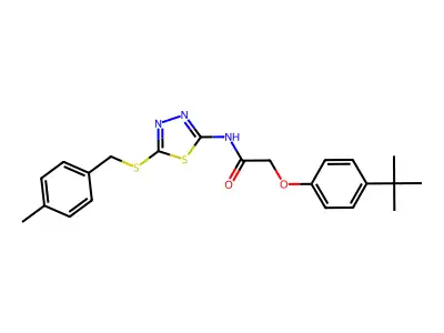 2-(4-tert-butylphenoxy)-N-{5-[(4-methylbenzyl)sulfanyl]-1,3,4-thiadiazol-2-yl}acetamide structure