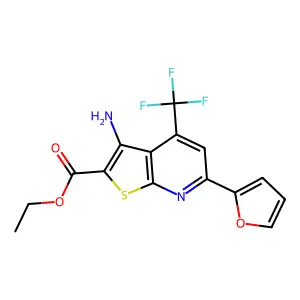 ethyl 3-amino-6-(furan-2-yl)-4-(trifluoromethyl)thieno[2,3-b]pyridine-2-carboxylate structure