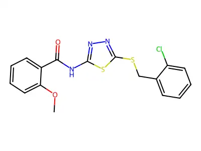 N-(5-((2-chlorobenzyl)thio)-1,3,4-thiadiazol-2-yl)-2-methoxybenzamide structure