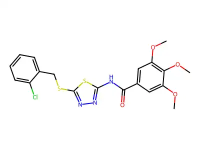 N-(5-((2-chlorobenzyl)thio)-1,3,4-thiadiazol-2-yl)-3,4,5-trimethoxybenzamide structure
