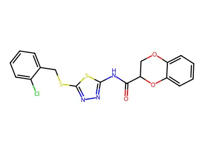 N-{5-[(2-chlorobenzyl)sulfanyl]-1,3,4-thiadiazol-2-yl}-2,3-dihydro-1,4-benzodioxine-2-carboxamide structure