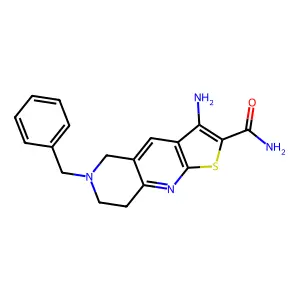3-amino-6-benzyl-7,8-dihydro-5H-thieno[2,3-b][1,6]naphthyridine-2-carboxamide structure