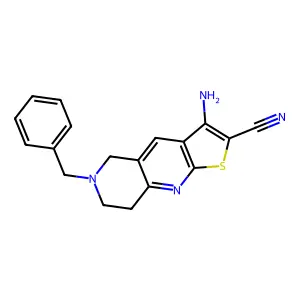 3-amino-6-benzyl-5,6,7,8-tetrahydrothieno[2,3-b][1,6]naphthyridine-2-carbonitrile structure