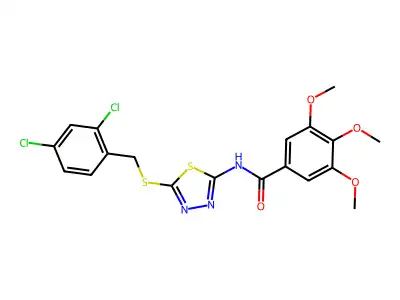 N-(5-((2,4-dichlorobenzyl)thio)-1,3,4-thiadiazol-2-yl)-3,4,5-trimethoxybenzamide structure