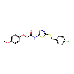 N-{5-[(4-chlorobenzyl)sulfanyl]-1,3,4-thiadiazol-2-yl}-2-(4-methoxyphenoxy)acetamide structure