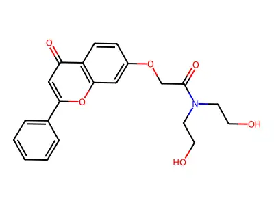 Acetamide, N,N-bis(2-hydroxyethyl)-2-((4-oxo-2-phenyl-4H-1-benzopyran-7-yl)oxy)- structure