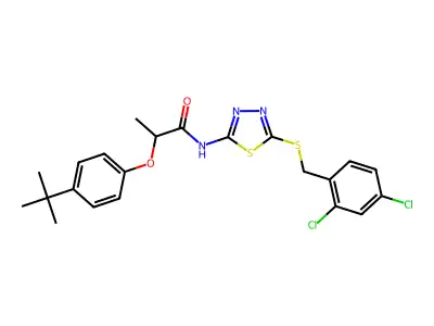 N-[5-[[(2,4-Dichlorophenyl)methyl]thio]-1,3,4-thiadiazol-2-yl]-2-[4-(1,1-dimethylethyl)phenoxy]propanamide structure