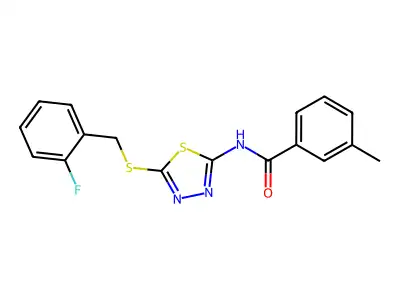 N-(5-((2-fluorobenzyl)thio)-1,3,4-thiadiazol-2-yl)-3-methylbenzamide structure