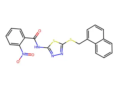 N-(5-((naphthalen-1-ylmethyl)thio)-1,3,4-thiadiazol-2-yl)-2-nitrobenzamide structure