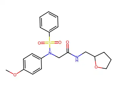 2-[N-(benzenesulfonyl)-4-methoxyanilino]-N-(oxolan-2-ylmethyl)acetamide structure