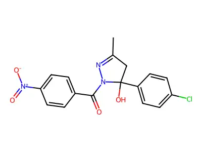 [5-(4-chlorophenyl)-5-hydroxy-3-methyl-4H-pyrazol-1-yl]-(4-nitrophenyl)methanone structure