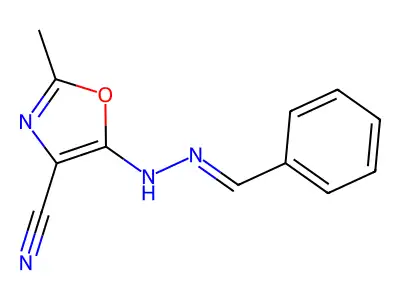 5-(2-Benzylidenehydrazinyl)-2-methyl-1,3-oxazole-4-carbonitrile structure