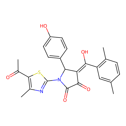 1-(5-acetyl-4-methyl-1,3-thiazol-2-yl)-4-(2,5-dimethylbenzoyl)-3-hydroxy-5-(4-hydroxyphenyl)-2,5-dihydro-1H-pyrrol-2-one structure