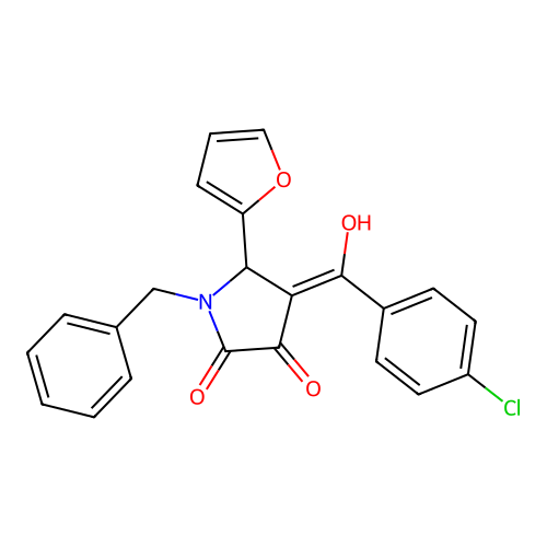 1-benzyl-4-(4-chlorobenzoyl)-5-(furan-2-yl)-3-hydroxy-2,5-dihydro-1H-pyrrol-2-one structure