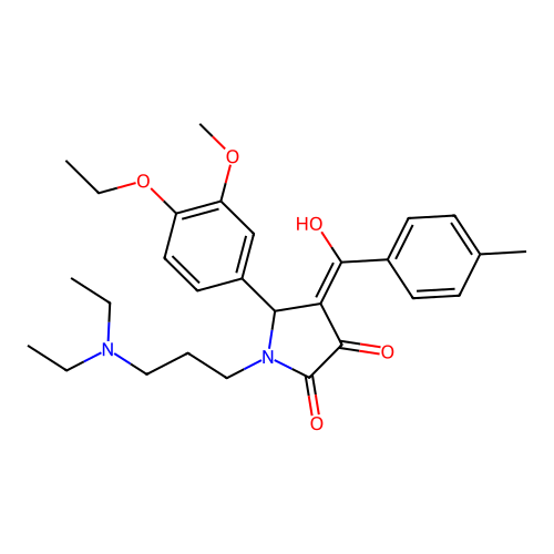 (4E)-1-[3-(diethylamino)propyl]-5-(4-ethoxy-3-methoxyphenyl)-4-[hydroxy-(4-methylphenyl)methylidene]pyrrolidine-2,3-dione structure