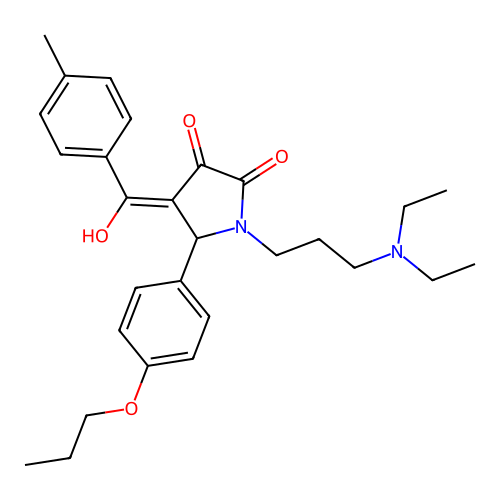 (4E)-1-[3-(diethylamino)propyl]-4-[hydroxy-(4-methylphenyl)methylidene]-5-(4-propoxyphenyl)pyrrolidine-2,3-dione structure