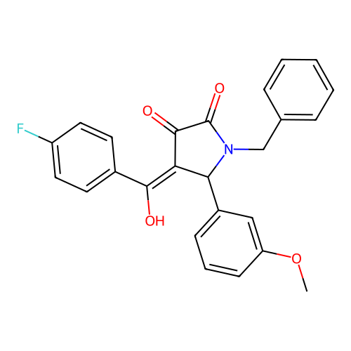 1-benzyl-4-(4-fluorobenzoyl)-3-hydroxy-5-(3-methoxyphenyl)-1,5-dihydro-2H-pyrrol-2-one structure