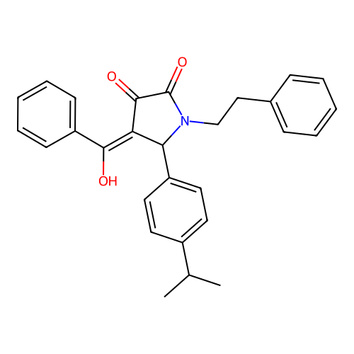 (4E)-4-[hydroxy(phenyl)methylidene]-1-phenethyl-5-(4-propan-2-ylphenyl)pyrrolidine-2,3-dione structure