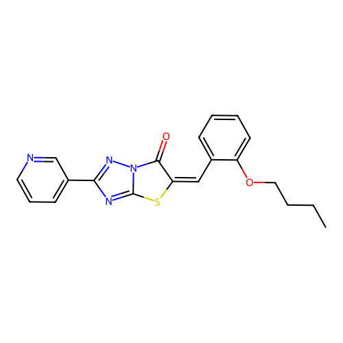 (E)-5-(2-butoxybenzylidene)-2-(pyridin-3-yl)thiazolo[3,2-b][1,2,4]triazol-6(5H)-one structure