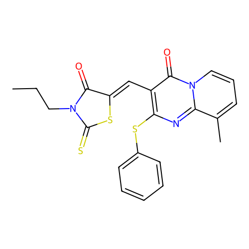 (Z)-5-((9-methyl-4-oxo-2-(phenylthio)-4H-pyrido[1,2-a]pyrimidin-3-yl)methylene)-3-propyl-2-thioxothiazolidin-4-one structure