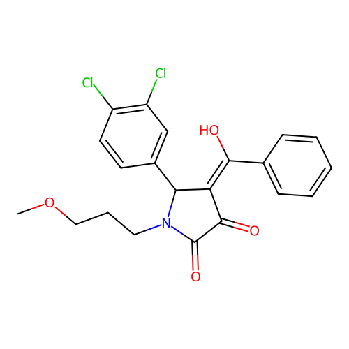 (4E)-5-(3,4-dichlorophenyl)-4-[hydroxy(phenyl)methylidene]-1-(3-methoxypropyl)pyrrolidine-2,3-dione structure