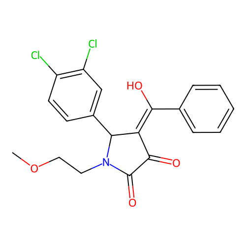 4-benzoyl-5-(3,4-dichlorophenyl)-3-hydroxy-1-(2-methoxyethyl)-1H-pyrrol-2(5H)-one structure