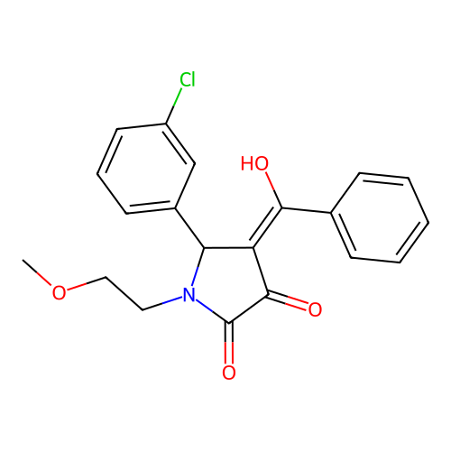 4-benzoyl-5-(3-chlorophenyl)-3-hydroxy-1-(2-methoxyethyl)-2,5-dihydro-1H-pyrrol-2-one structure
