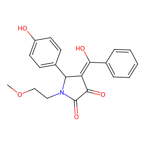 3-hydroxy-5-(4-hydroxyphenyl)-1-(2-methoxyethyl)-4-(phenylcarbonyl)-1,5-dihydro-2H-pyrrol-2-one structure