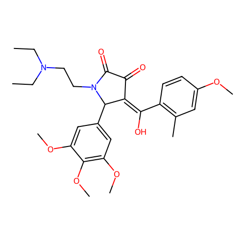 (4E)-1-(2-diethylaminoethyl)-4-[hydroxy-(4-methoxy-2-methylphenyl)methylidene]-5-(3,4,5-trimethoxyphenyl)pyrrolidine-2,3-dione structure