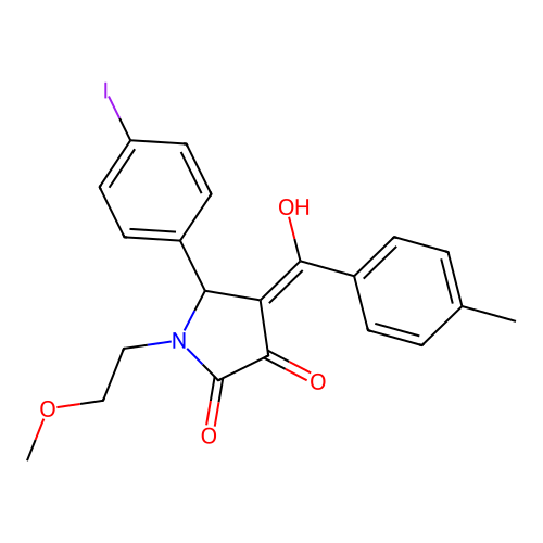 3-hydroxy-5-(4-iodophenyl)-1-(2-methoxyethyl)-4-(4-methylbenzoyl)-2,5-dihydro-1H-pyrrol-2-one structure