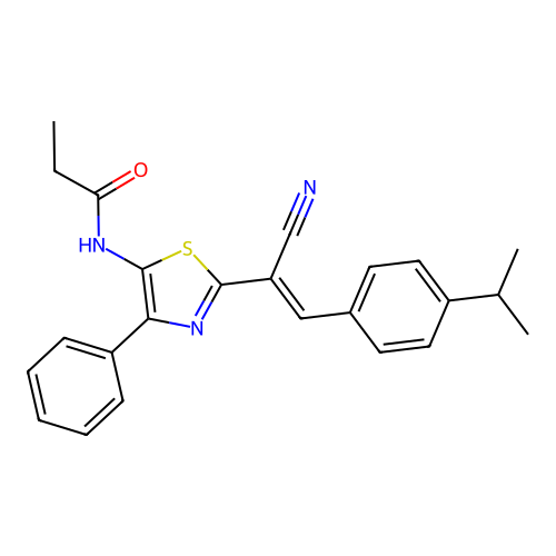 (e)-n-(2-(1-Cyano-2-(4-isopropylphenyl)vinyl)-4-phenylthiazol-5-yl)propionamide structure