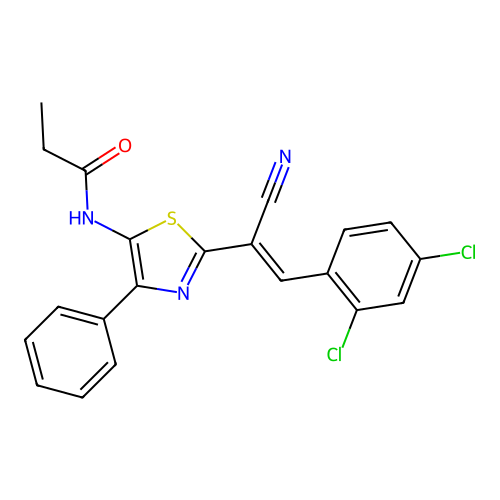 (e)-n-(2-(1-Cyano-2-(2,4-dichlorophenyl)vinyl)-4-phenylthiazol-5-yl)propionamide structure