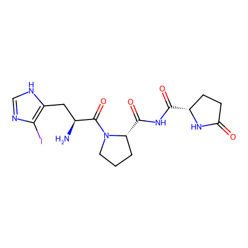 5-Oxoprolyl-4(5)-iodohistidyl-prolinamide structure