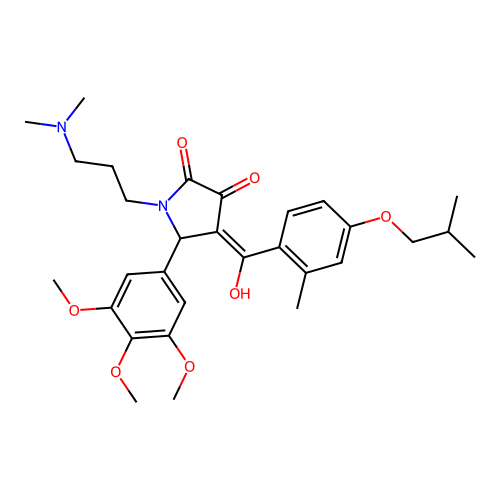 (4E)-1-[3-(dimethylamino)propyl]-4-[hydroxy-[2-methyl-4-(2-methylpropoxy)phenyl]methylidene]-5-(3,4,5-trimethoxyphenyl)pyrrolidine-2,3-dione structure