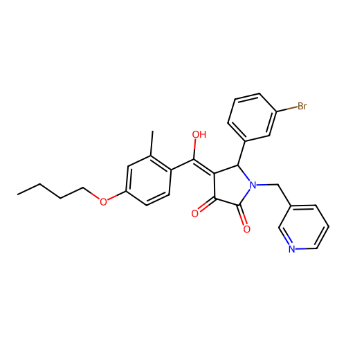 (4E)-5-(3-bromophenyl)-4-[(4-butoxy-2-methylphenyl)-hydroxymethylidene]-1-(pyridin-3-ylmethyl)pyrrolidine-2,3-dione structure